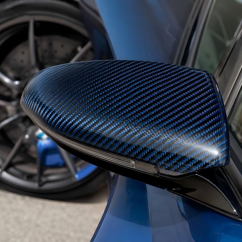 Blue and black Kevlar hybrid carbon fiber weave