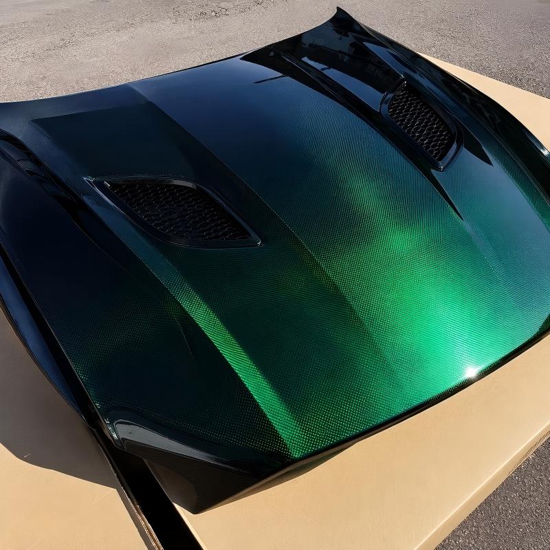 Candy green tinted carbon fiber with transparent green clear coat
