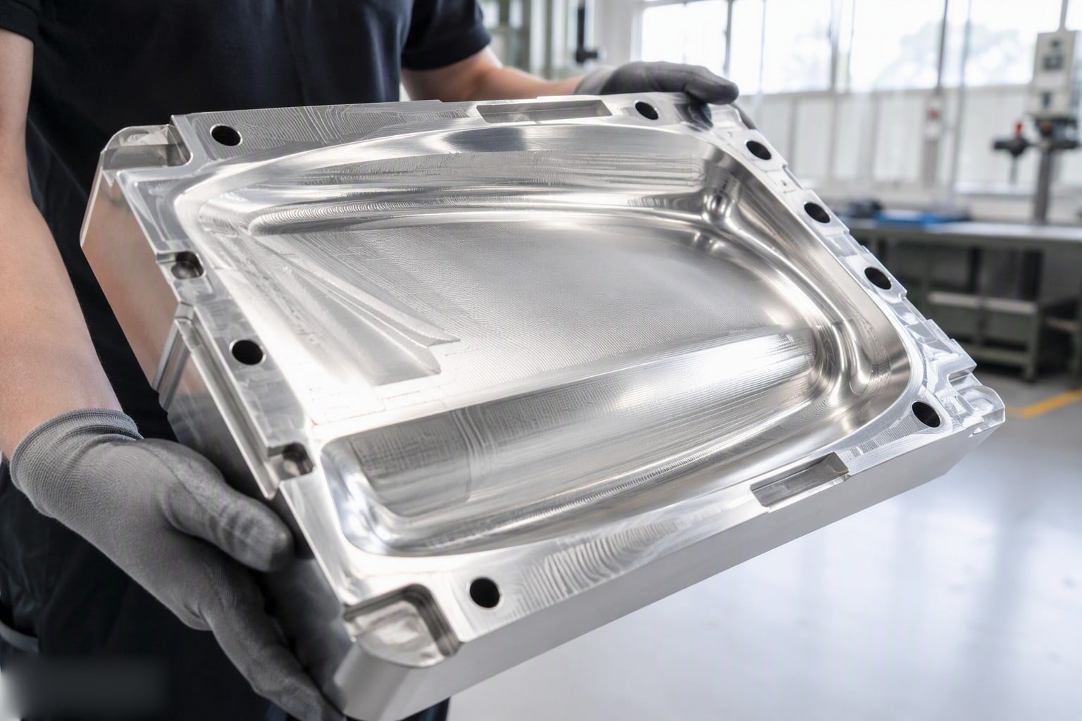 CNC machined aluminum mold for composite tooling, lightweight and fast heating