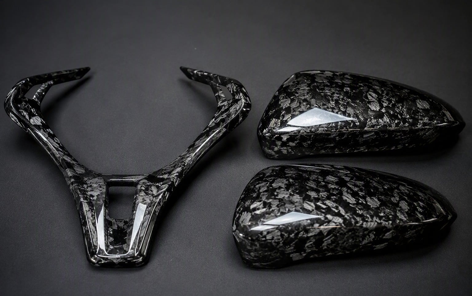 Forged carbon fiber steering wheel trim and <a href=