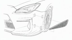 Carbon fiber canard positioning diagram with tape alignment marks