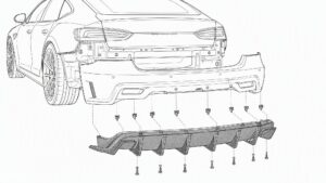Rear bumper removal and carbon fiber diffuser mounting points diagram