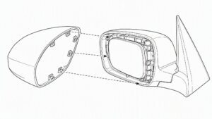 Carbon fiber mirror cap clip-on installation diagram