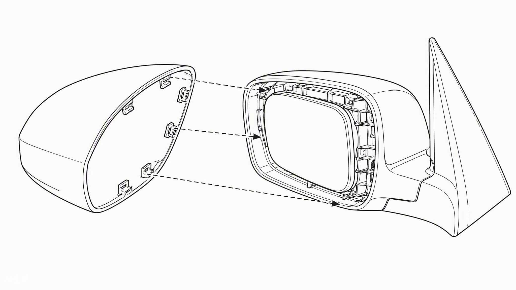 Carbon fiber mirror cap clip-on installation diagram
