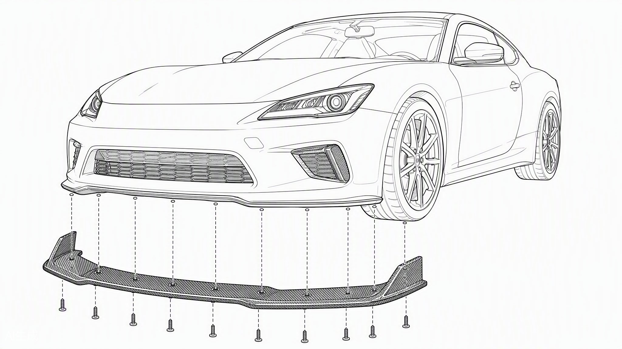 Carbon fiber front lip mounting points diagram