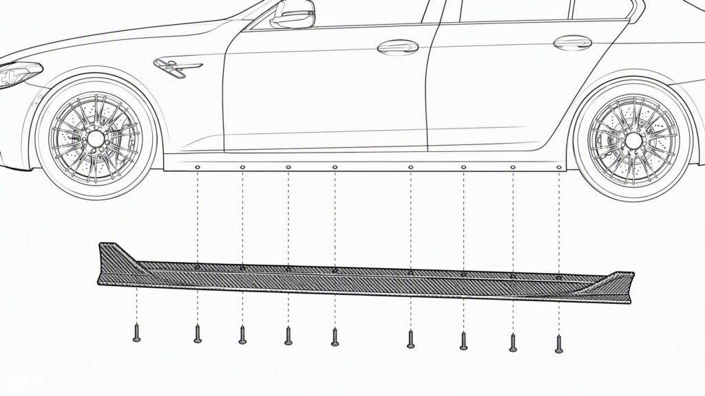 Side skirt installation diagram