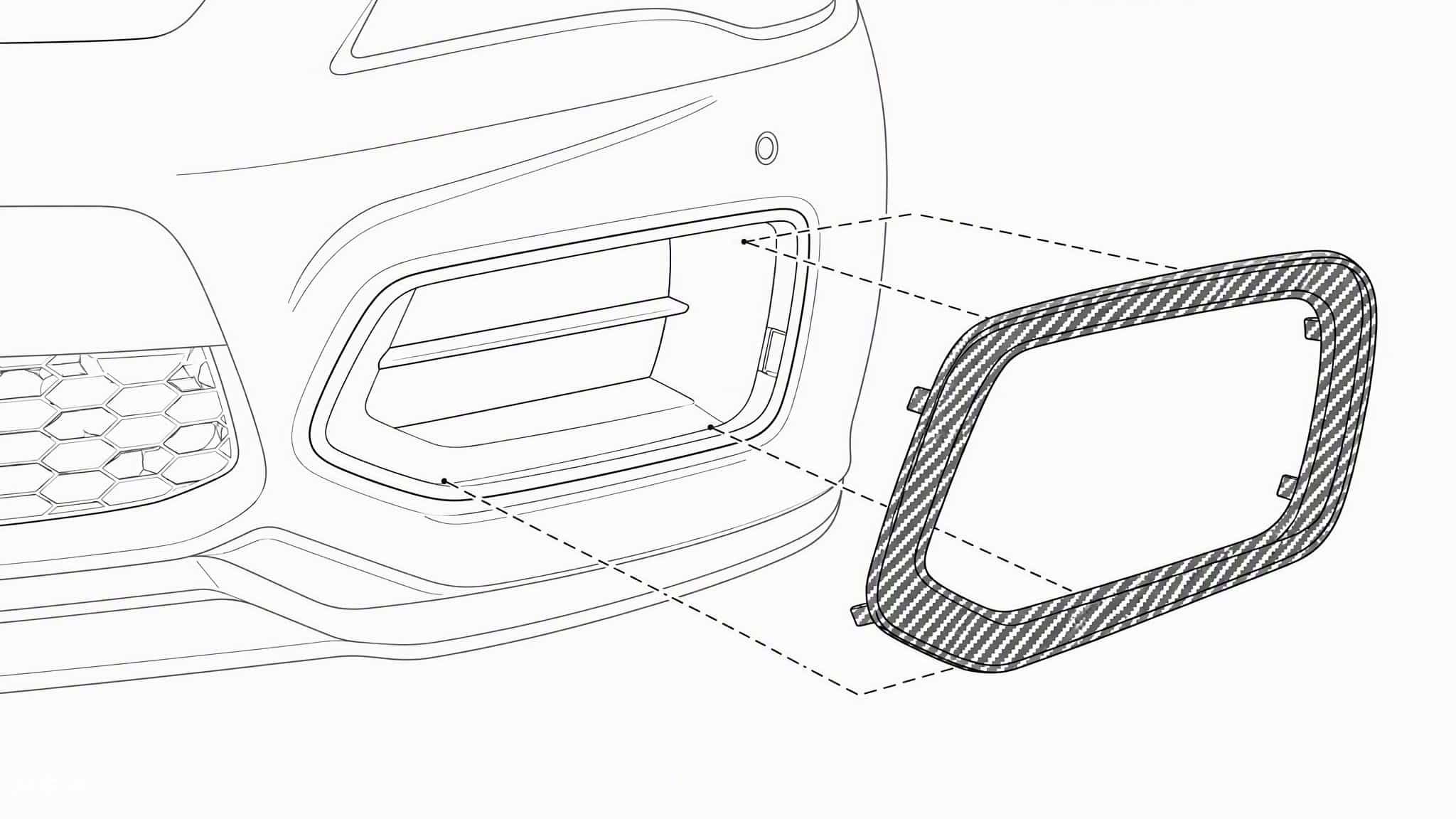Carbon fiber bumper vent trim placement diagram