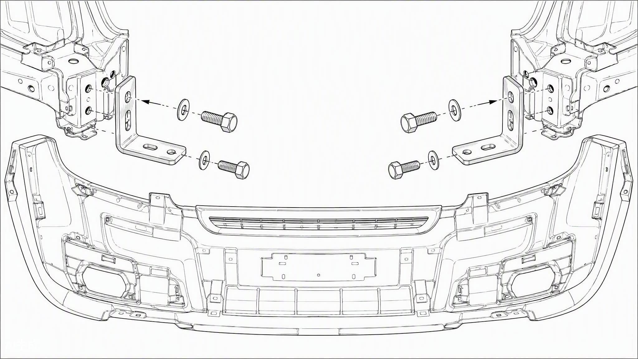 Race front lip metal bracket installation with bumper removed