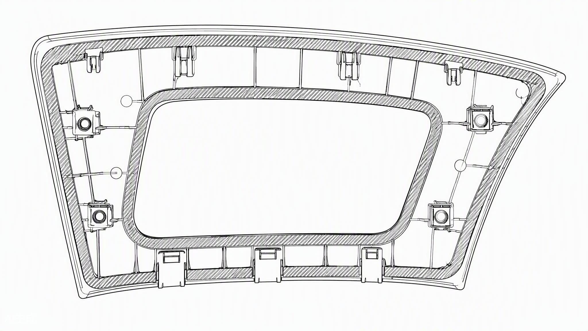 Interior trim adhesive tape zone diagram