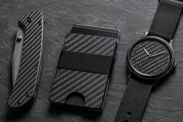 Carbon fiber knife handle, wallet and watch - EDC lifestyle products
