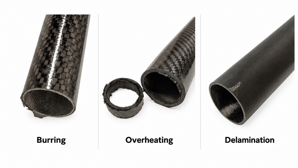 Potential defects when cutting carbon fiber