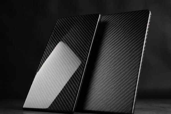 Glossy and matte carbon fiber sheet surface finish comparison