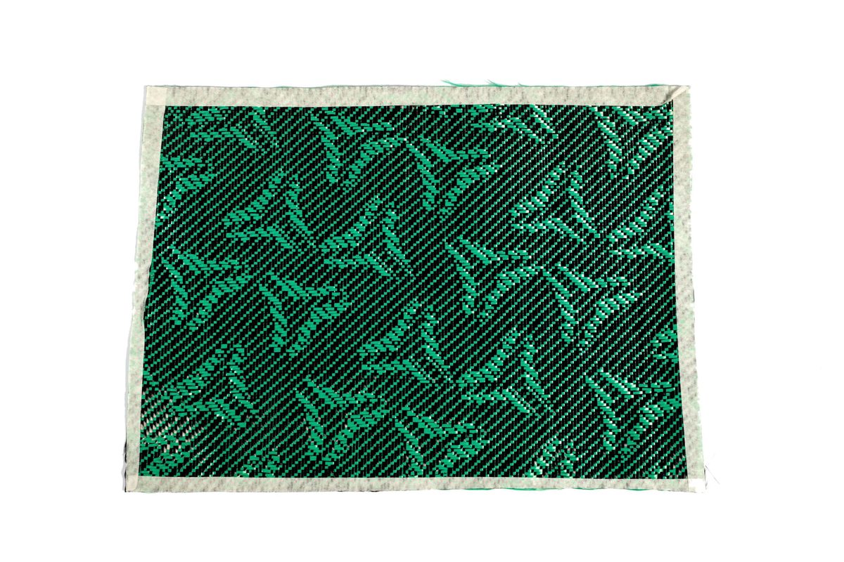 Custom patterned green carbon fiber fabric