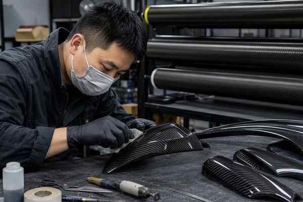 Custom carbon fiber exterior accessories built on an existing factory mold