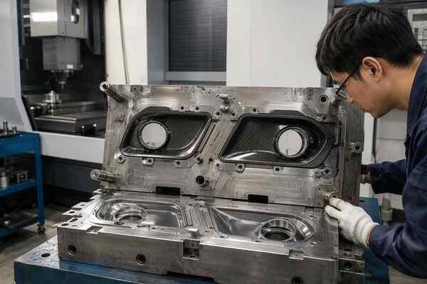 Full custom carbon fiber fog lamp covers development with a new mold